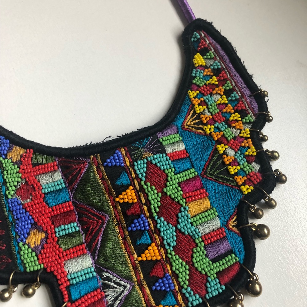 Boho Embroidered and Beaded Necklace
